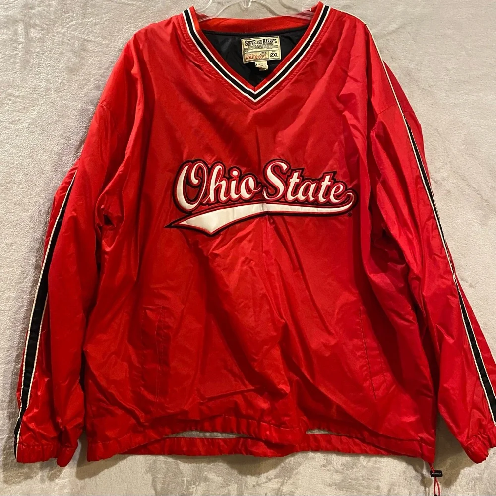 Vintage Ohio State Jacket Men's 2X Red Vneck Pullover Lined Spellout OSU College